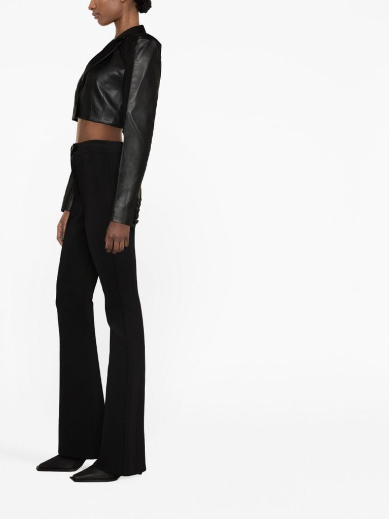 Black Cropped Faux Leather Jacket