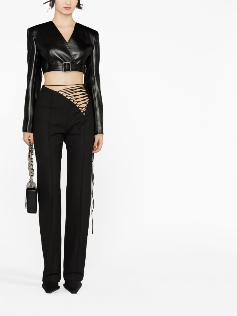 Black Lace Up Tailored Trousers