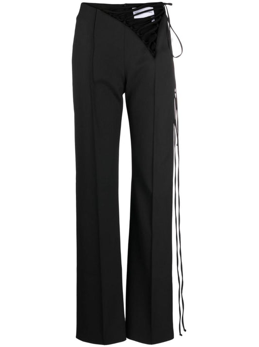 Black Lace Up Tailored Trousers