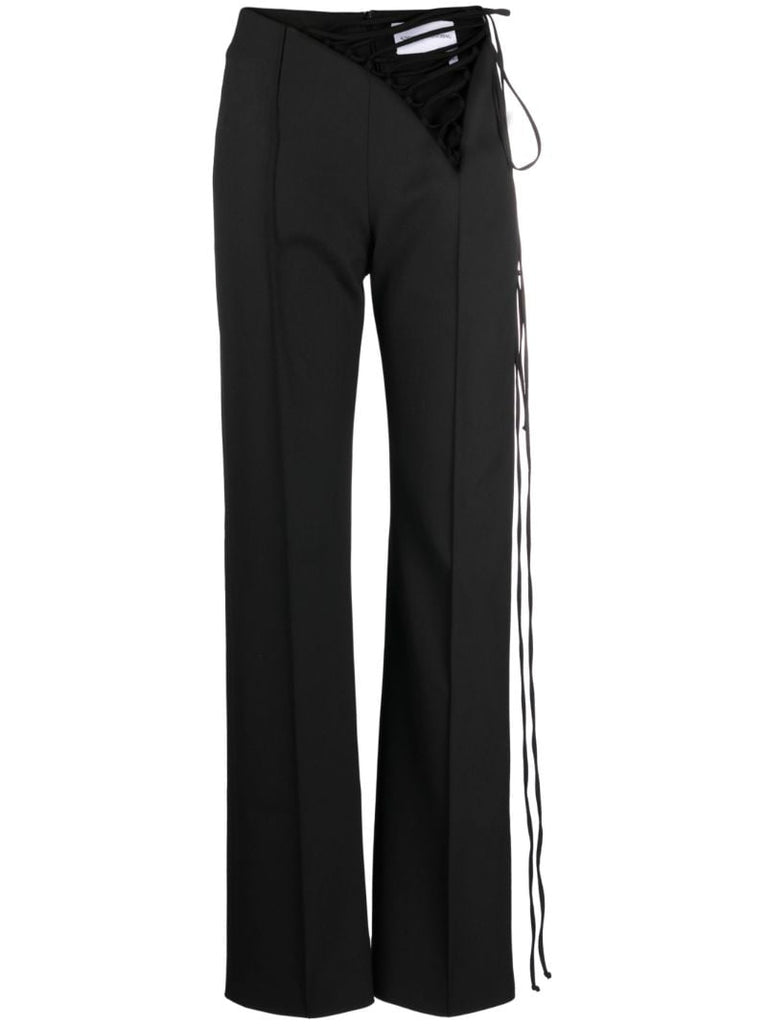Black Lace Up Tailored Trousers