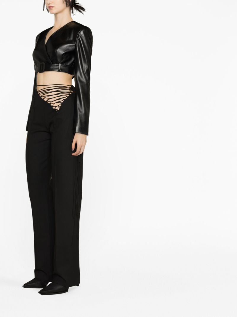 Black Lace Up Tailored Trousers