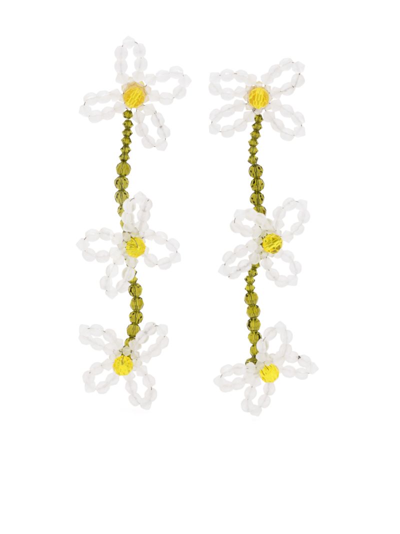 White Three Tiered Daisy Earrings