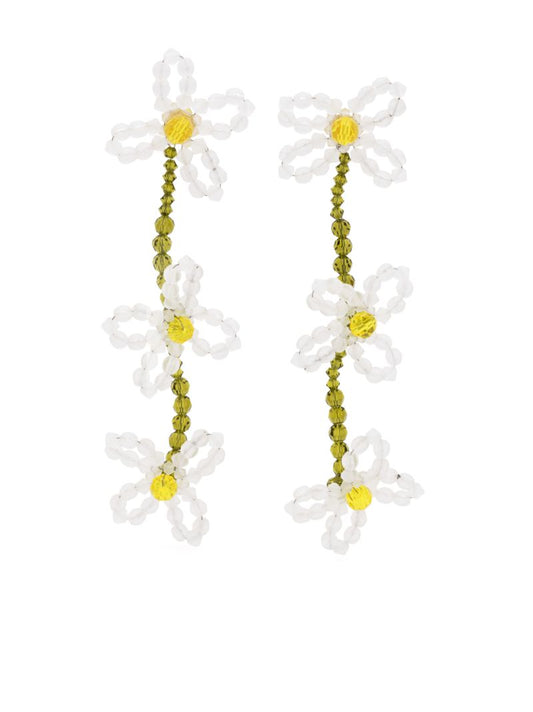 White Three Tiered Daisy Earrings