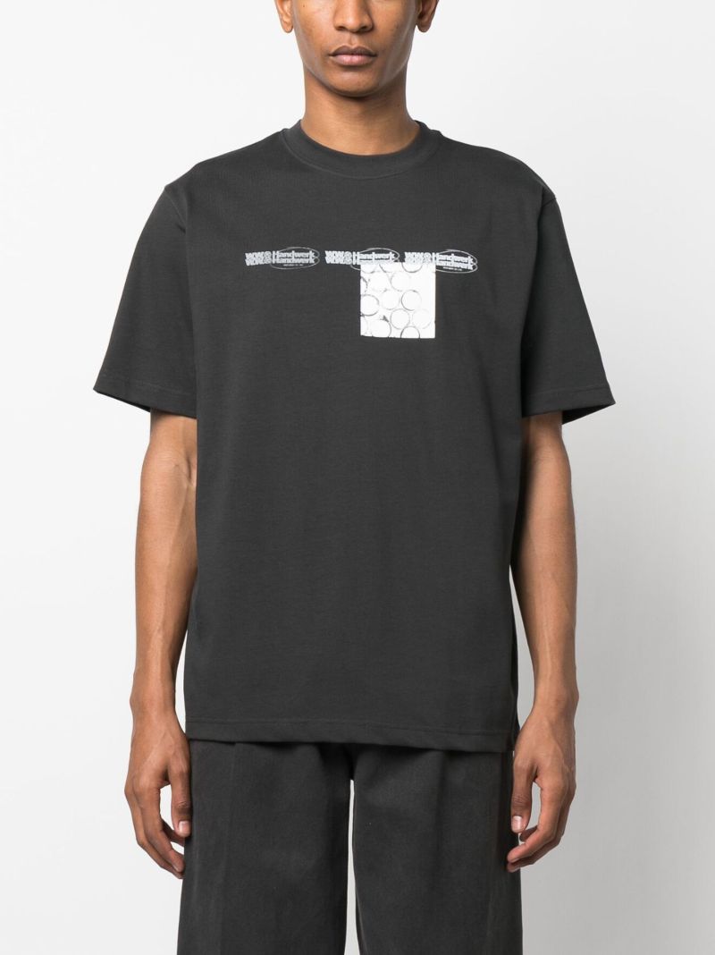 Grey Haider Texture Cotton T-shirt