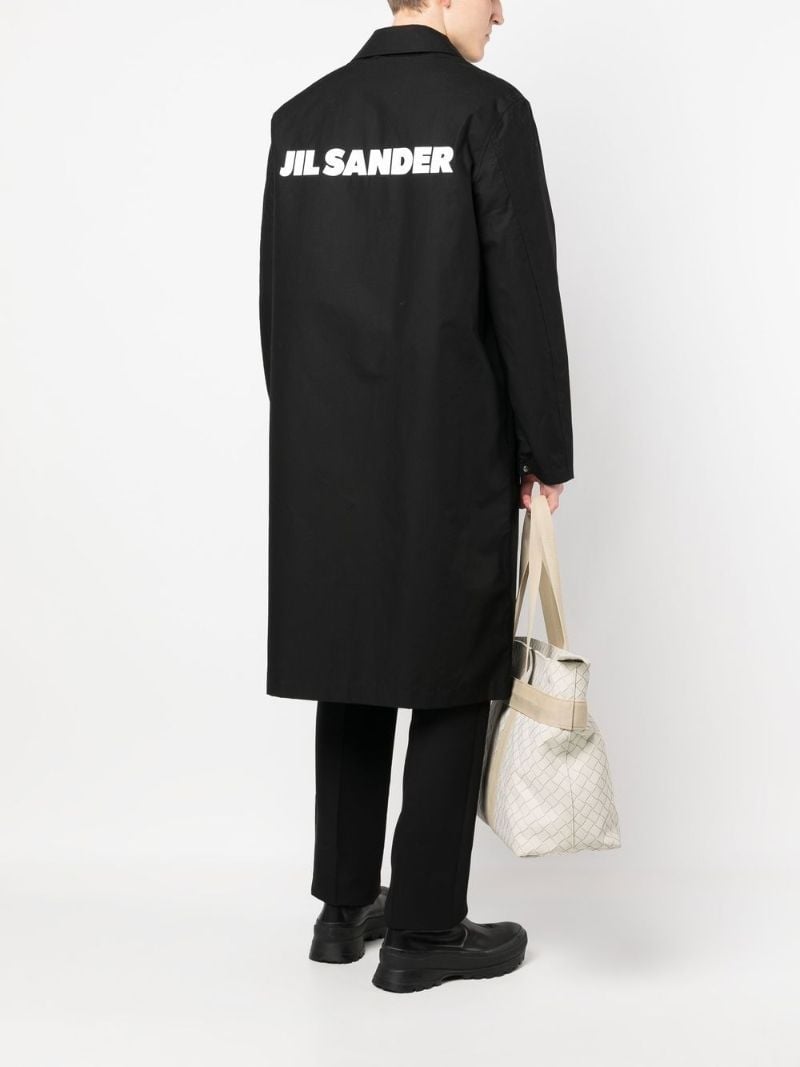 Black Logo Print Trench Coat