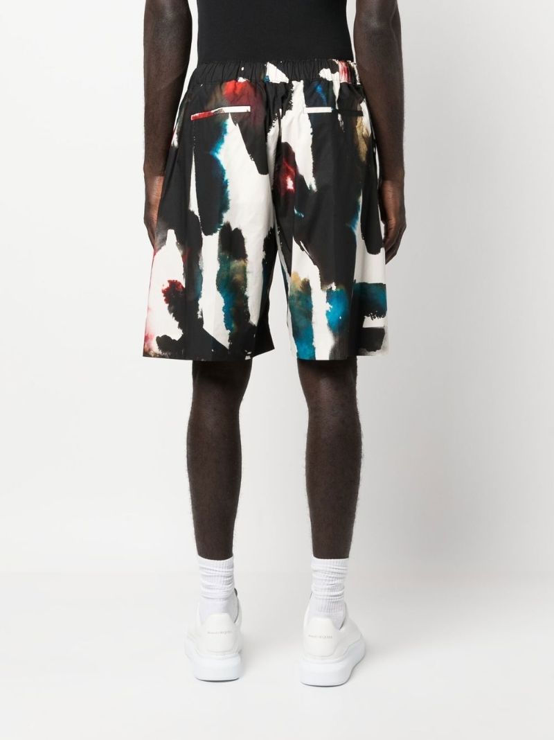 Black Logo Print Cotton Shorts