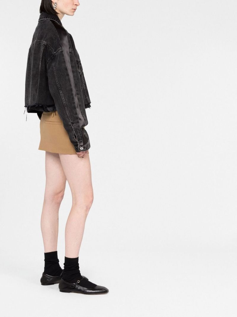 Black Logo Print Cropped Denim Jacket