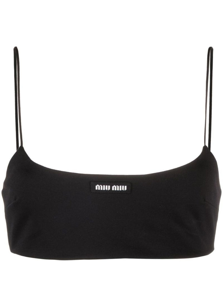 Black Logo Patch Crop Top