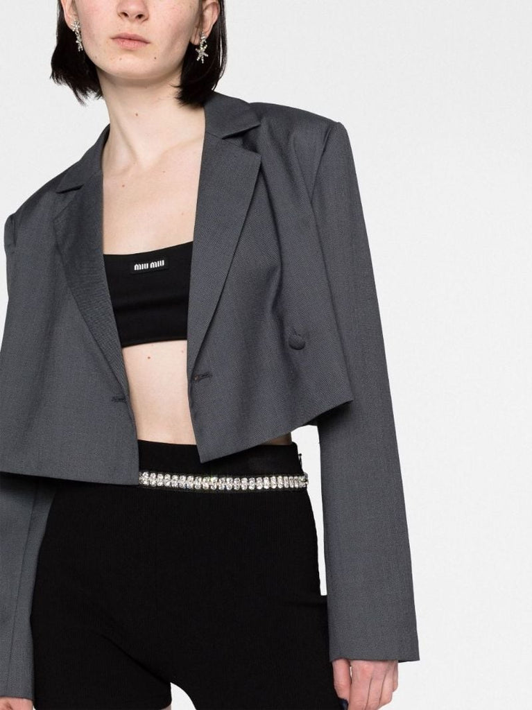 Black Logo Patch Crop Top