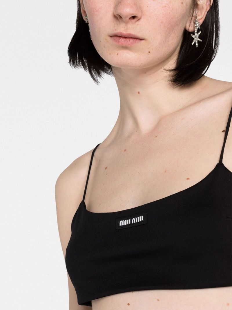 Black Logo Patch Crop Top