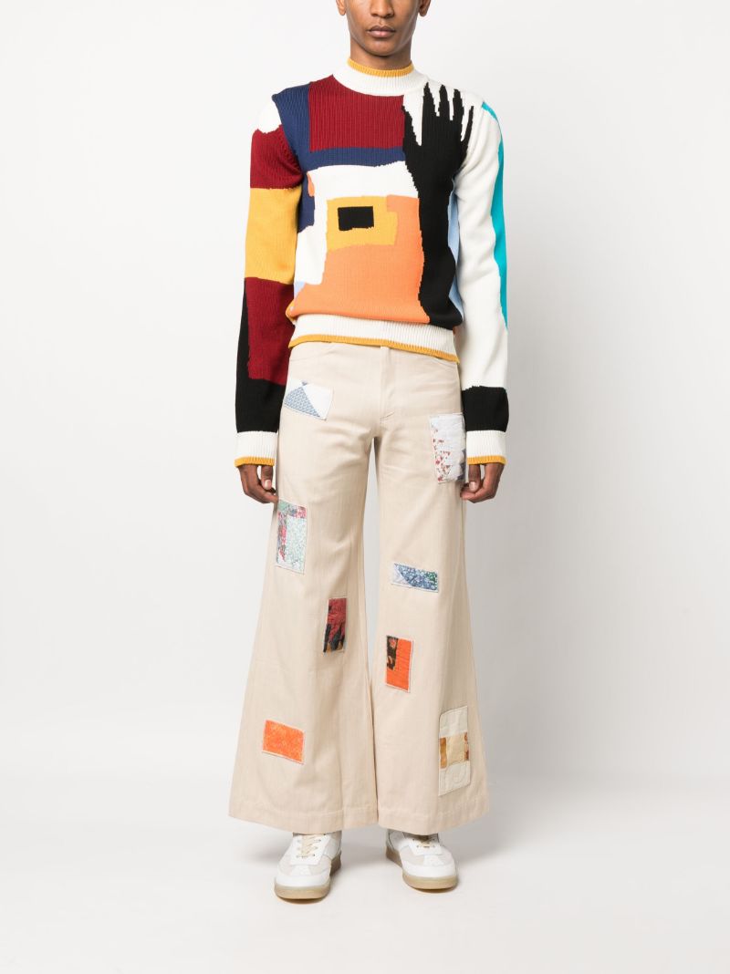 White Community Intarsia Knit Jumper