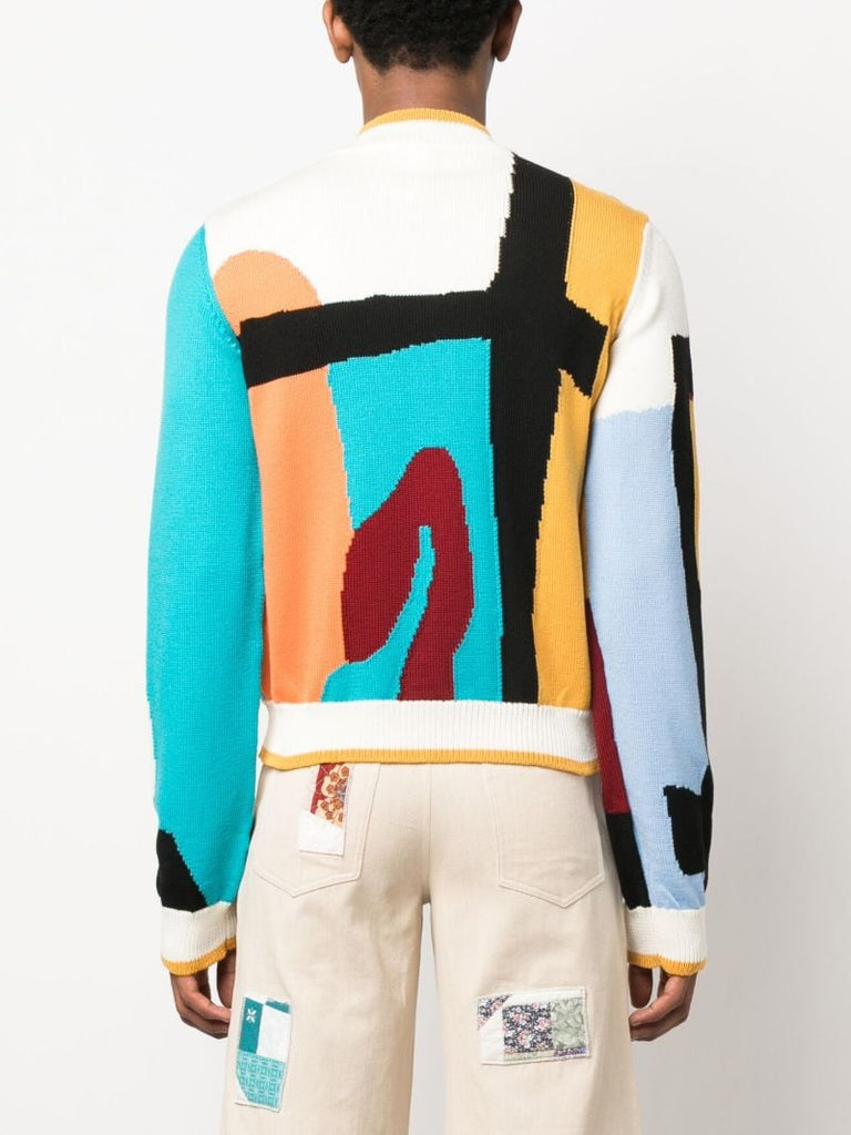 White Community Intarsia Knit Jumper