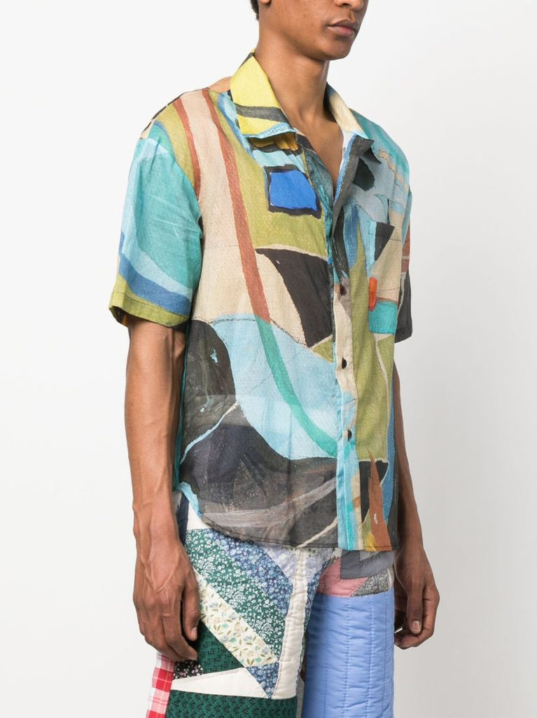 Blue Solciale Bowling Shirt
