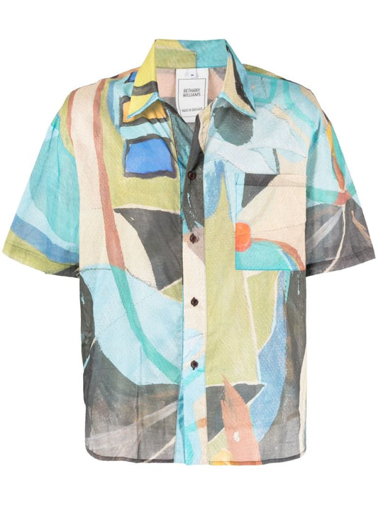 Blue Solciale Bowling Shirt