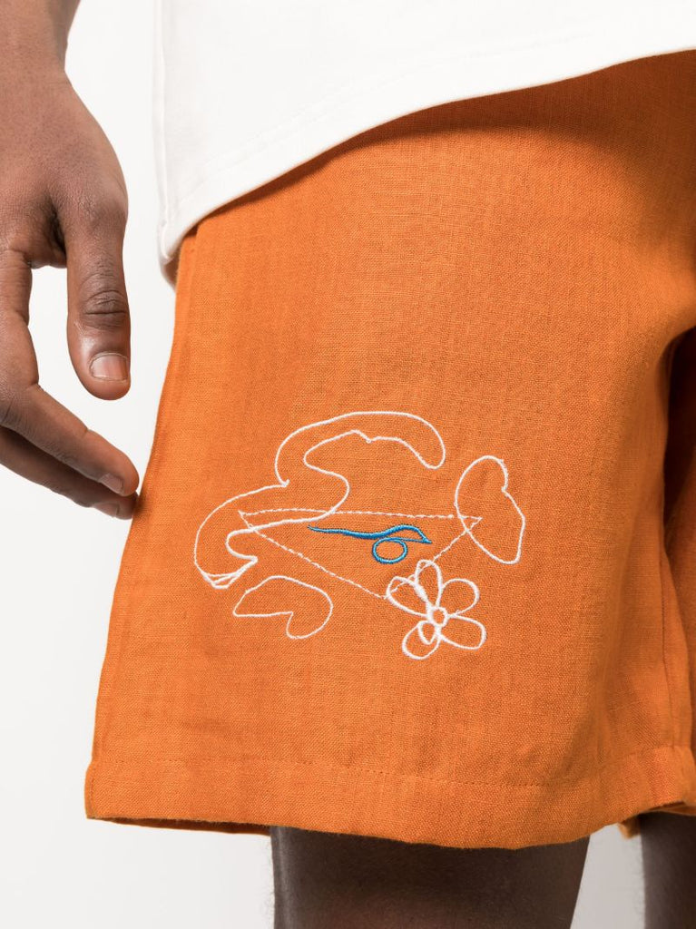 Orange Legacy Embroidered Shorts