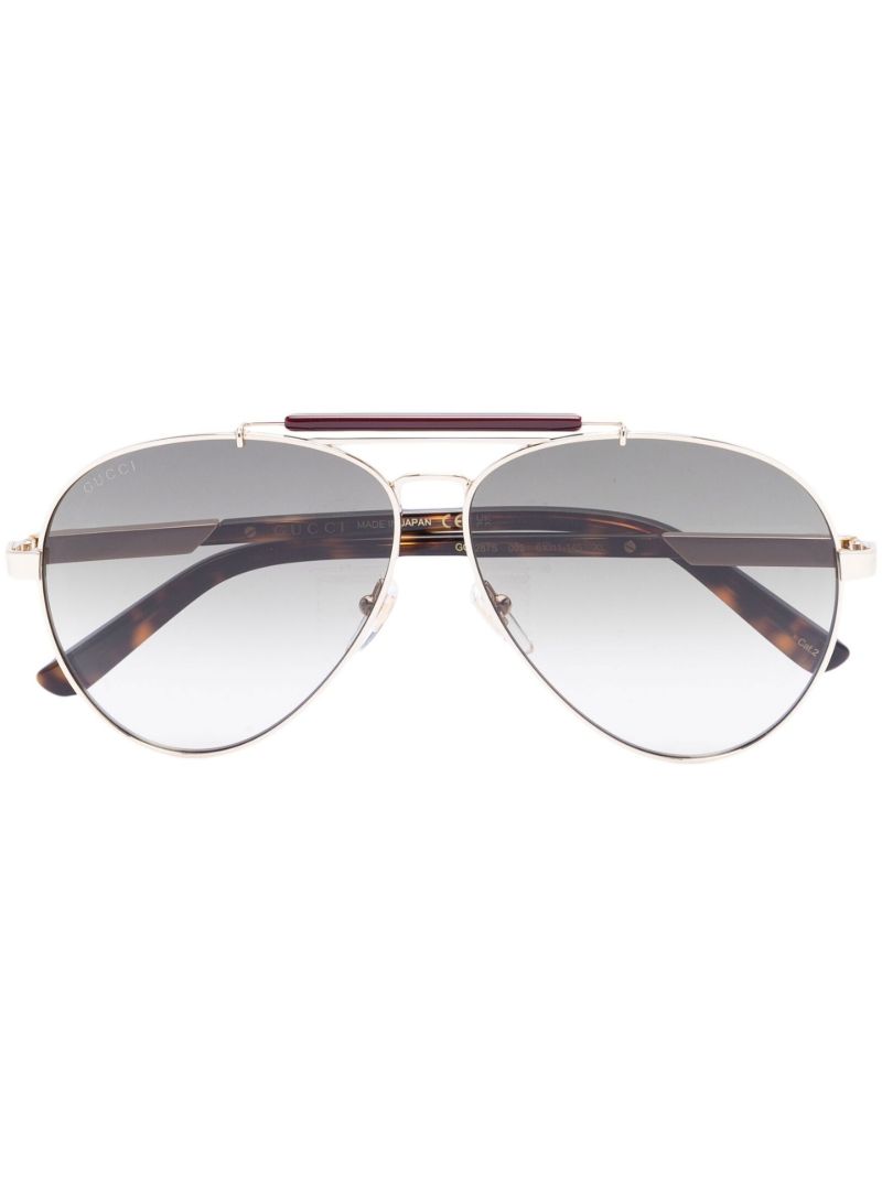 Gold-tone Web Stripe Pilot Sunglasses