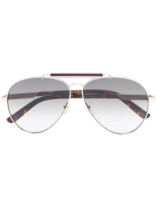 Gold-tone Web Stripe Pilot Sunglasses