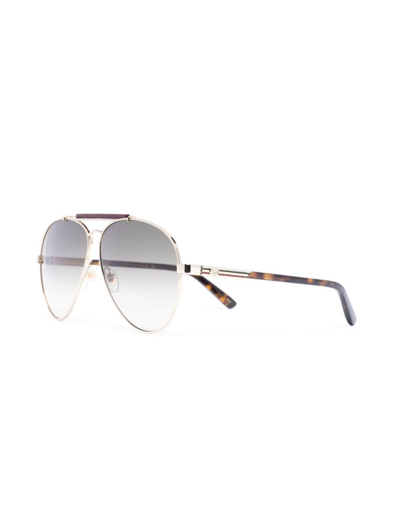 Gold-tone Web Stripe Pilot Sunglasses