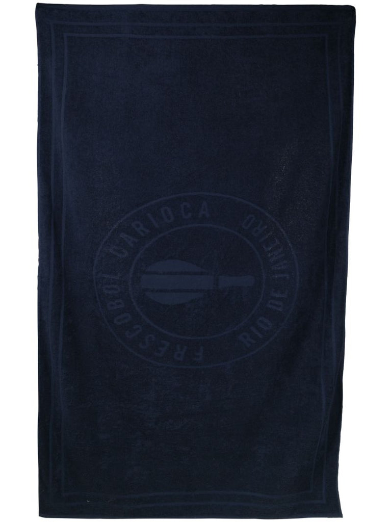 Blue Logo-jacquard Cotton Towel