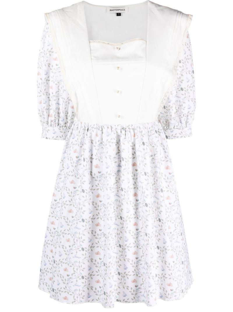 White Floral Print Mini Dress