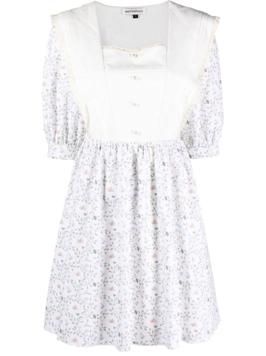 White Floral Print Mini Dress