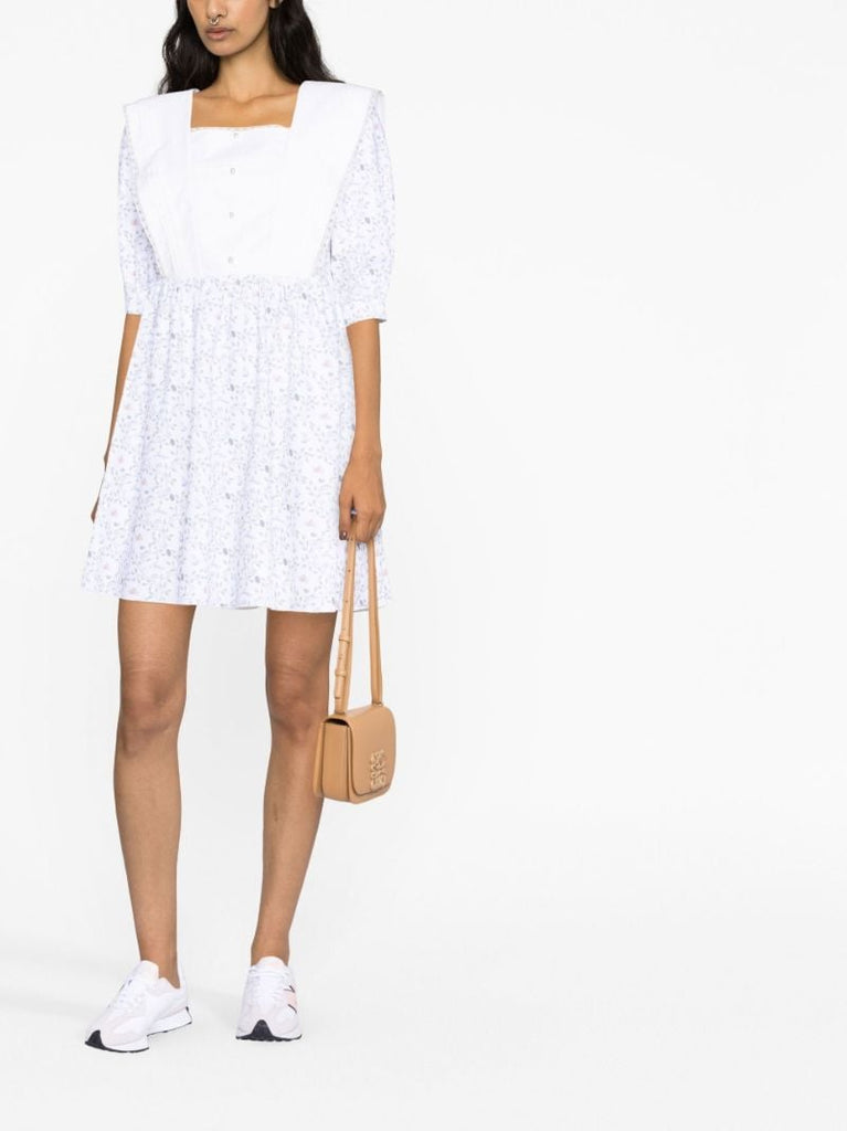 White Floral Print Mini Dress