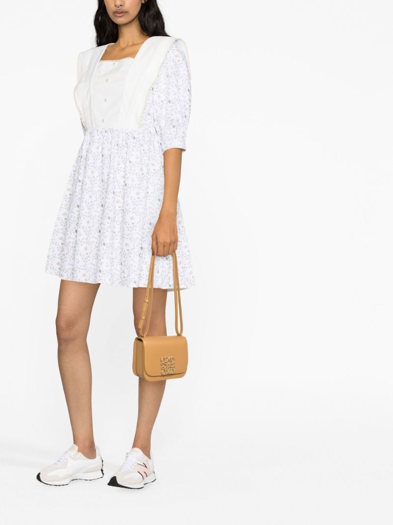 White Floral Print Mini Dress