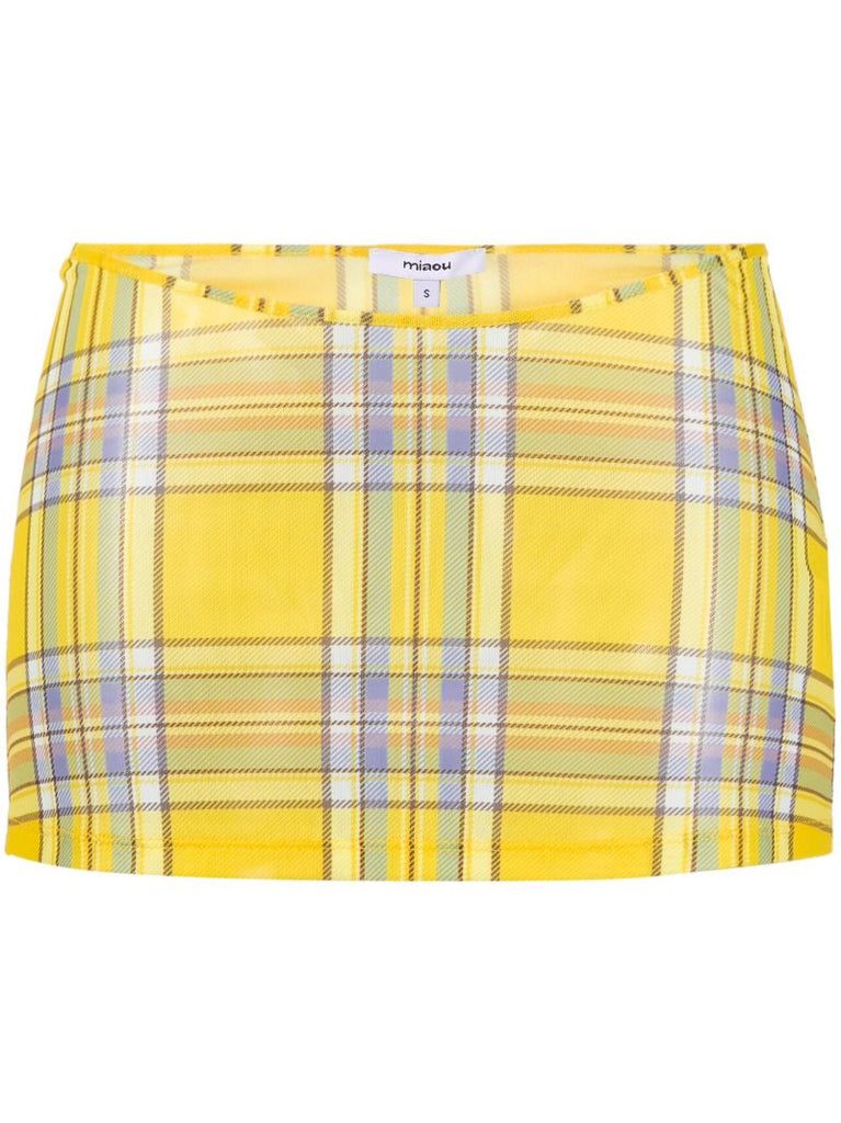 Yellow Dion Checked Mini Skirt
