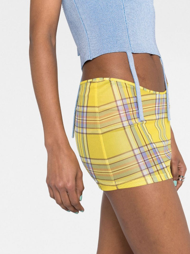 Yellow Dion Checked Mini Skirt