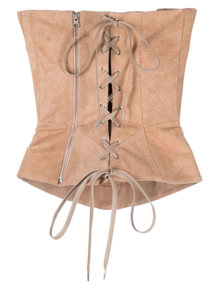 Pink Daith Suede Corset Top