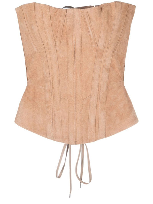 Pink Daith Suede Corset Top