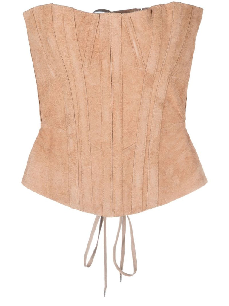 Pink Daith Suede Corset Top