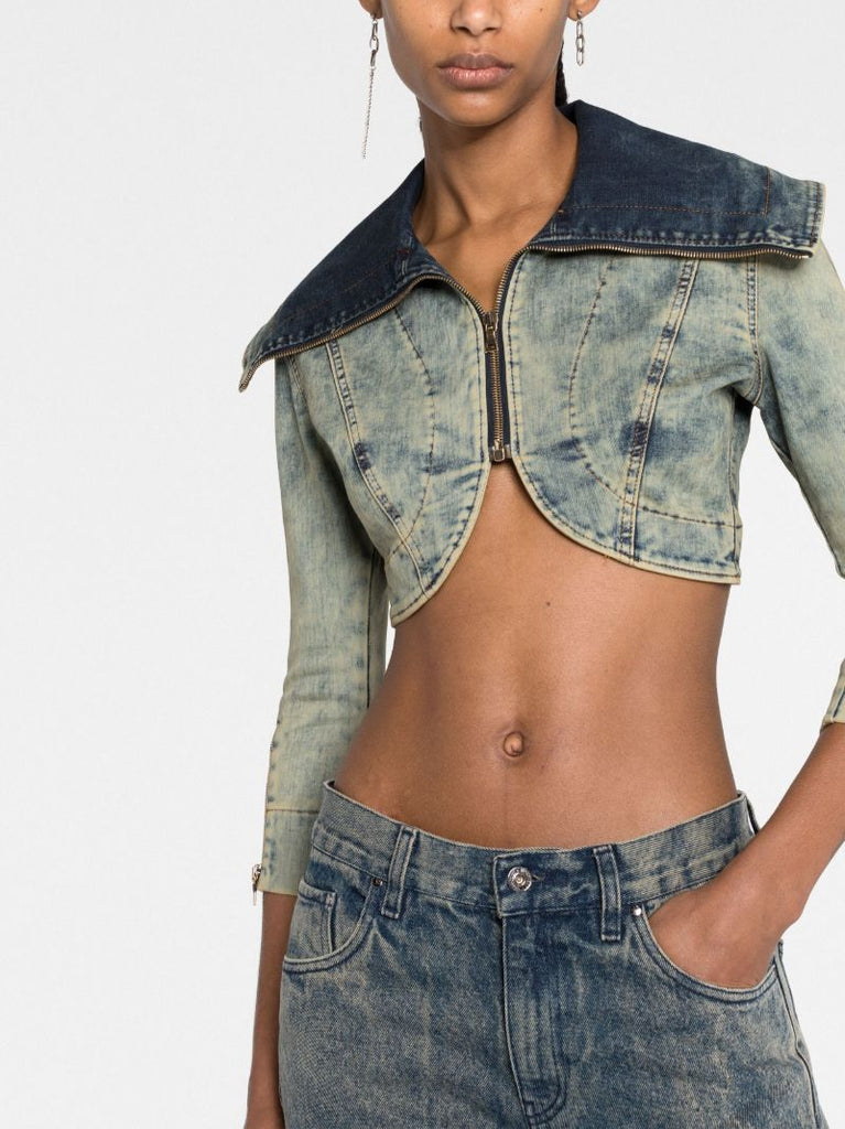 Blue Lyra Cropped Denim Jacket