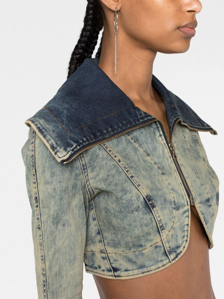 Blue Lyra Cropped Denim Jacket
