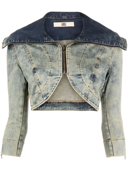 Blue Lyra Cropped Denim Jacket