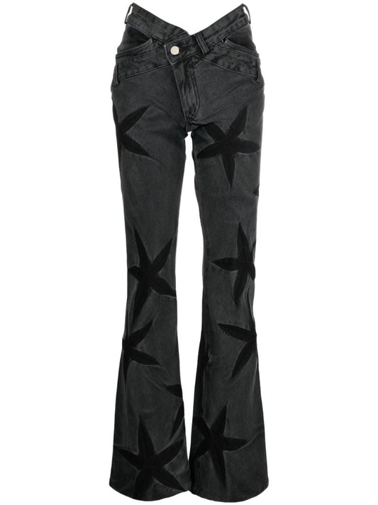 Black Night Flower Jeans
