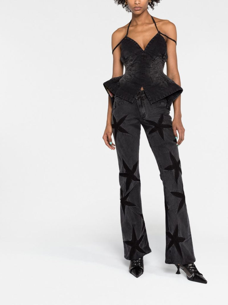 Black Night Flower Jeans