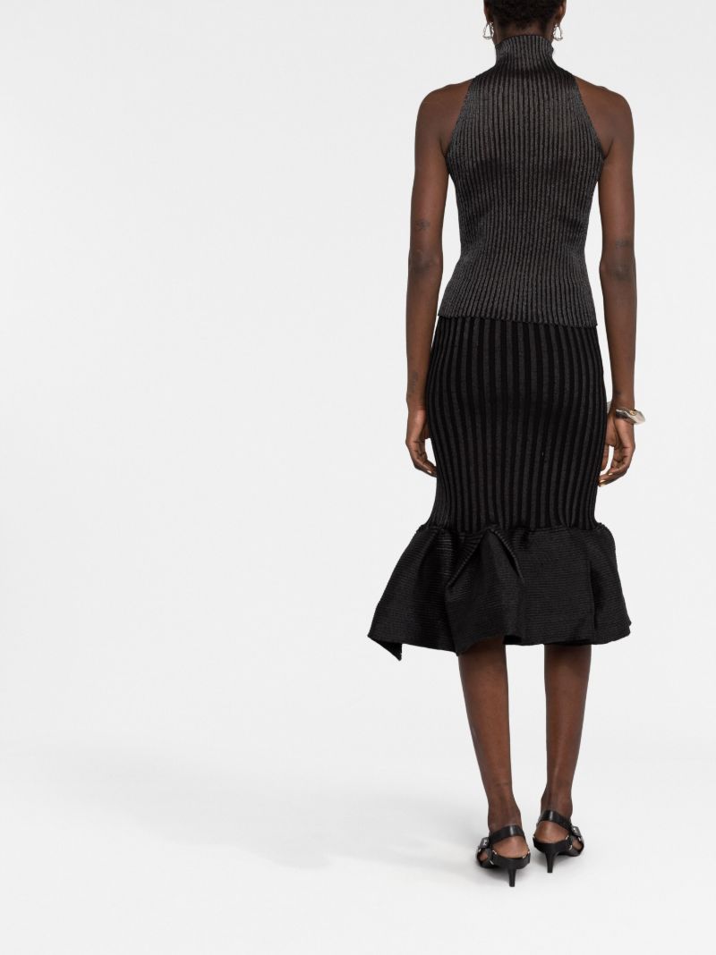 Black Emma Fishtail Midi Skirt
