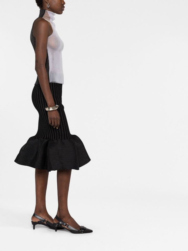 Black Emma Fishtail Midi Skirt