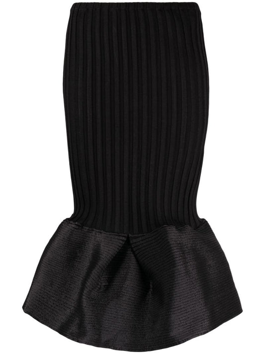Black Emma Fishtail Midi Skirt