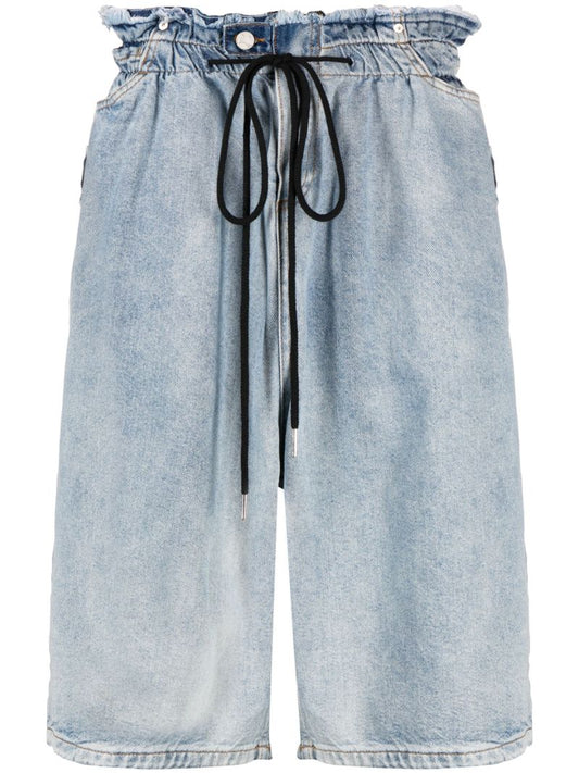Blue Drawstring Waistband Denim Shorts