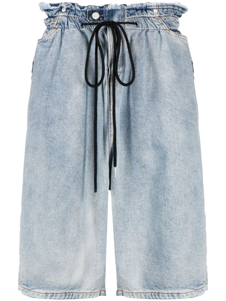 Blue Drawstring Waistband Denim Shorts