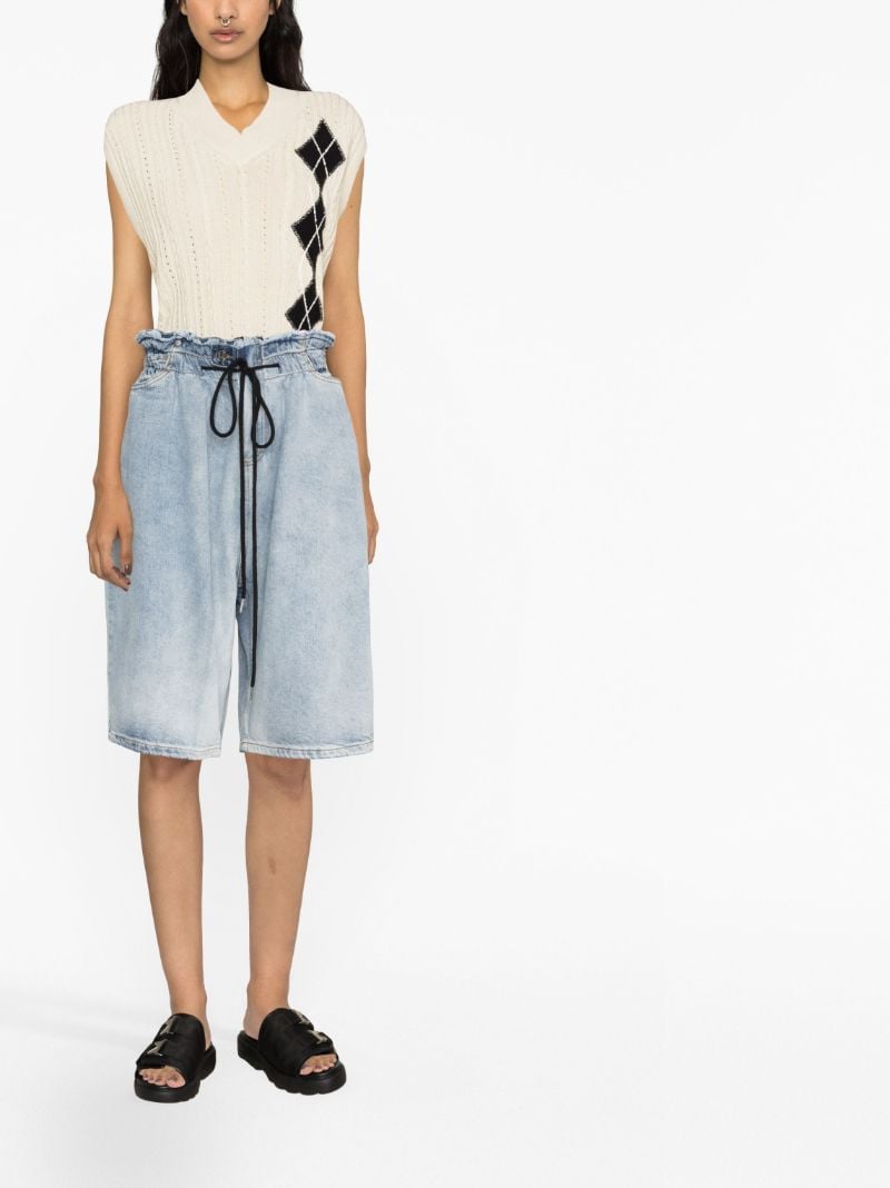Blue Drawstring Waistband Denim Shorts