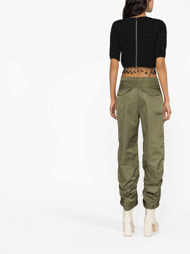 Green Gathered Detail Cargo Trousers