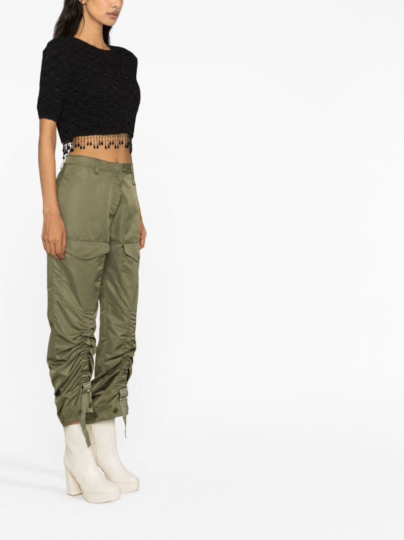 Green Gathered Detail Cargo Trousers