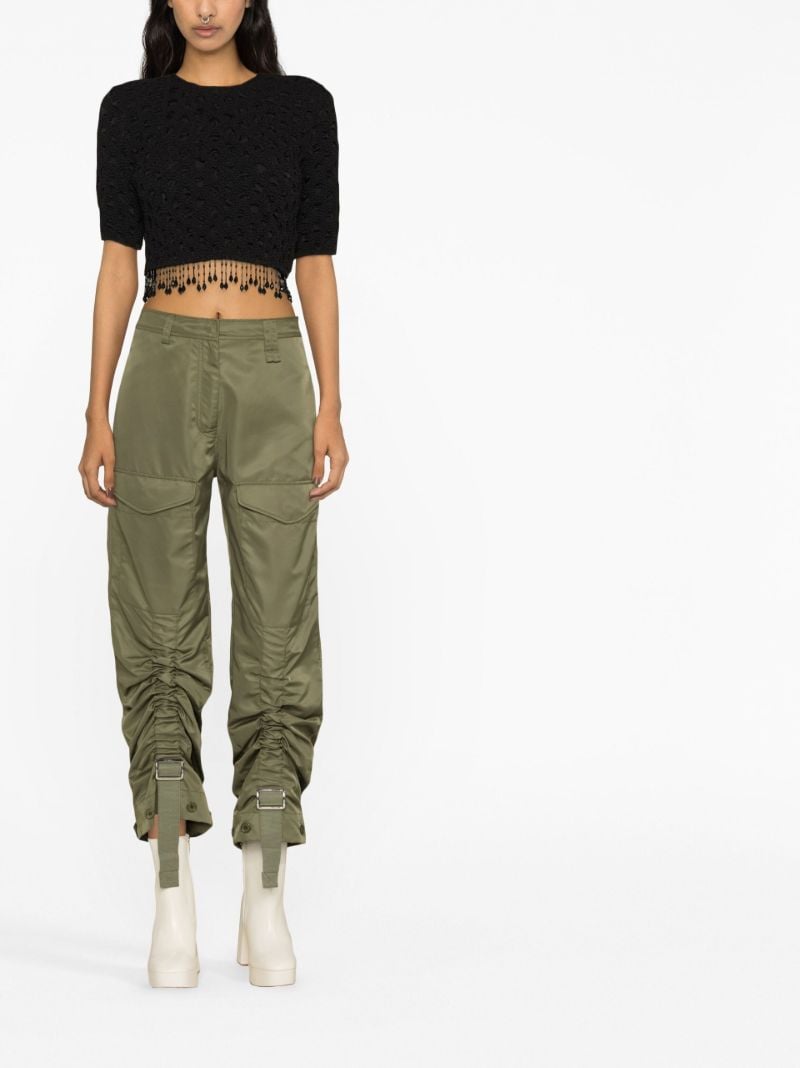 Green Gathered Detail Cargo Trousers