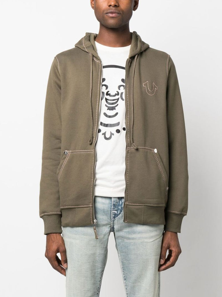 Green Big T Cotton Hoodie