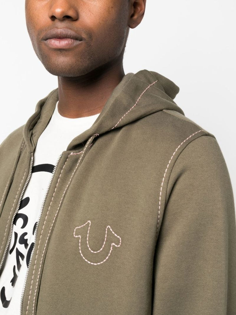Green Big T Cotton Hoodie