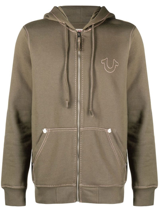 Green Big T Cotton Hoodie