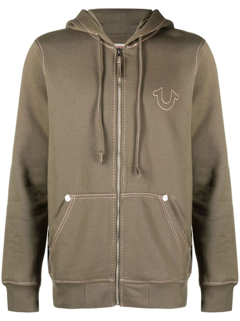 Green Big T Cotton Hoodie